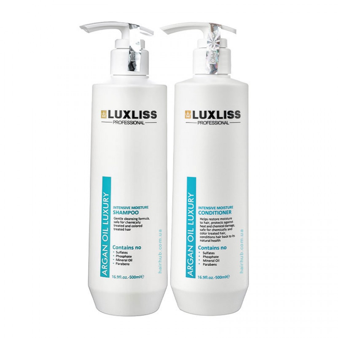 Набір Luxliss Argan Oil Luxury Intensive Moisture Original зволожуючі арганові шампунь та кондиціонер 2x500 мл Набір Luxliss Argan Oil Luxury Intensive Moisture Original зволожуючі арганові шампунь та кондиціонер 2x500 мл