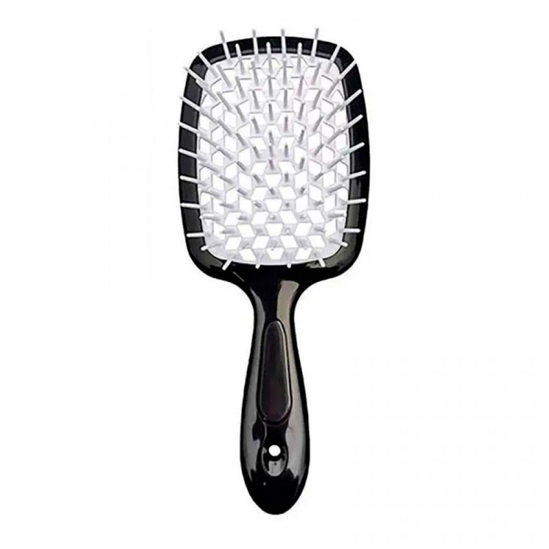 Janeke Продувна широка гребінець для укладання волосся та сушіння феном Superbrush Plus Hollow Comb чорна з білими зубчиками Janeke Продувна широка гребінець для укладання волосся та сушіння феном Superbrush Plus Hollow Comb чорна з білими зубчиками