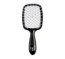 Janeke Продувна широка гребінець для укладання волосся та сушіння феном Superbrush Plus Hollow Comb чорна з білими зубчиками