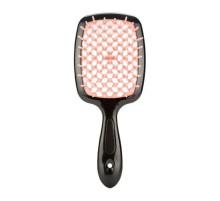 Janeke Продувна широка гребінець для укладання волосся та сушіння феном Superbrush Plus Hollow Comb чорна з кремовими зубчиками