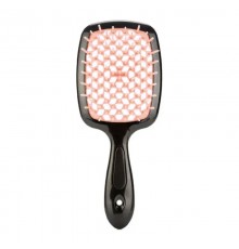 Janeke Продувна широка гребінець для укладання волосся та сушіння феном Superbrush Plus Hollow Comb чорна з кремовими зубчиками
