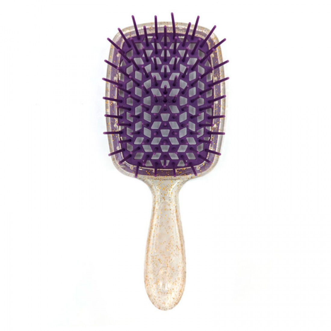Janeke продувна гребінець для укладання та сушіння феном Superbrush Plus Hollow Comb прозора з блискітками фіолетові зубчики Janeke продувна гребінець для укладання та сушіння феном Superbrush Plus Hollow Comb прозора з блискітками фіолетові зубчики