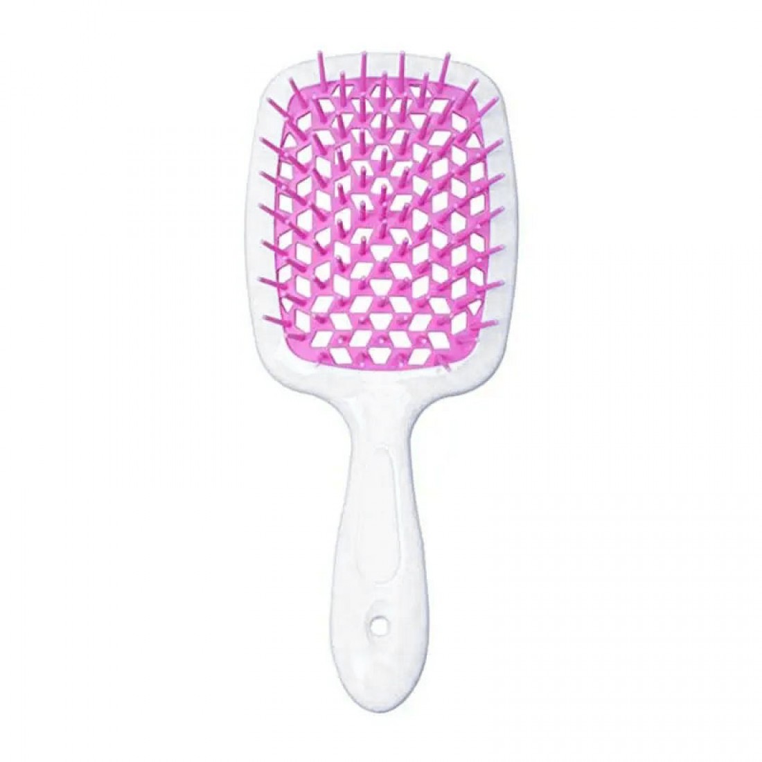 Janeke Продувна широка гребінець для укладання волосся та сушіння феном Superbrush Plus Hollow Comb біла з рожевими зубчиками Janeke Продувна широка гребінець для укладання волосся та сушіння феном Superbrush Plus Hollow Comb біла з рожевими зубчиками