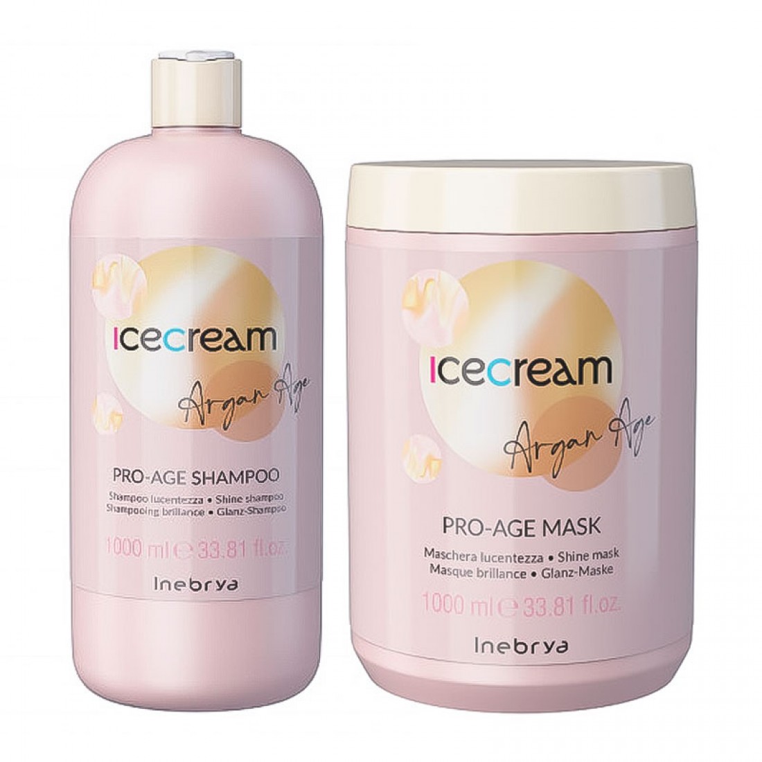 Набір Inebrya Argan Oil Pro-Age DUO з аргановим маслом для фарбованого волосся шампунь і маска, 2х1000 мл Набір Inebrya Argan Oil Pro-Age DUO з аргановим маслом для фарбованого волосся шампунь і маска, 2х1000 мл