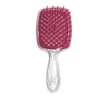 Janeke Продувна широка гребінець для укладання волосся та сушіння феном Superbrush Plus Hollow Comb прозора з пурпуровими зубчиками