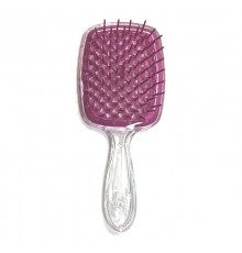 Janeke Продувна широка гребінець для укладання волосся та сушіння феном Superbrush Plus Hollow Comb прозора з вишневими зубчиками