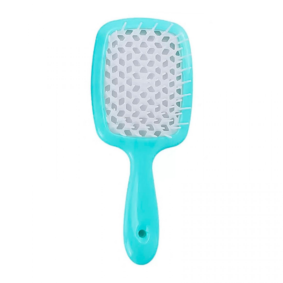 Продувна широка гребінець Janeke для укладання волосся та сушіння феном Superbrush Plus Hollow Comb бірюзова з білими зубчиками Продувна широка гребінець Janeke для укладання волосся та сушіння феном Superbrush Plus Hollow Comb бірюзова з білими зубчиками