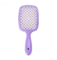 Продувна широка гребінець Janeke для укладання волосся та сушіння феном Superbrush Plus Hollow Comb фіолетова з білими зубчиками