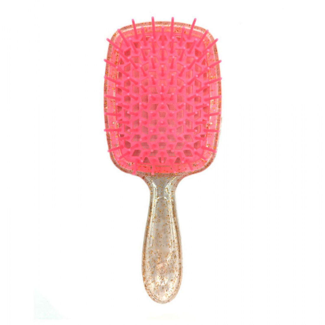 Janeke продувна гребінець для укладання та сушіння феном Superbrush Plus Hollow Comb прозора з блискітками рожеві зубчики Janeke продувна гребінець для укладання та сушіння феном Superbrush Plus Hollow Comb прозора з блискітками рожеві зубчики