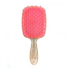 Janeke продувна гребінець для укладання та сушіння феном Superbrush Plus Hollow Comb прозора з блискітками рожеві зубчики
