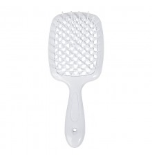 Janeke Продувна широка гребінець для укладання волосся та сушіння феном Superbrush Plus Hollow Comb біла ручка з білими зубчиками